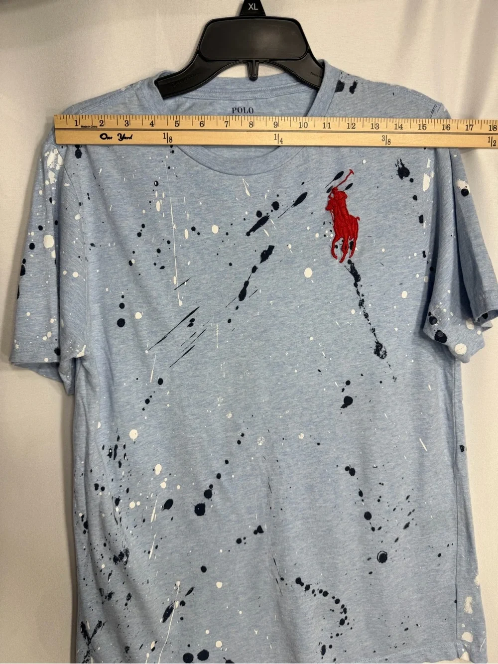 Polo by Ralph Lauren Light Blue Paint-Splatter Tee siE 18/20 Exellent condition